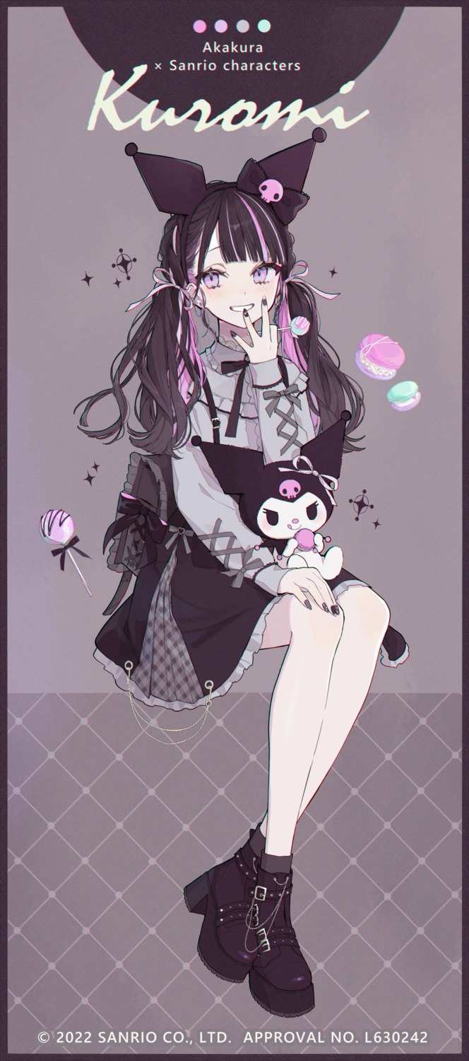 akakura, animal_ears, crossover, gothic_lolita, heels, kuromi_(sanrio), lolita_fashion, onegai_my_melody