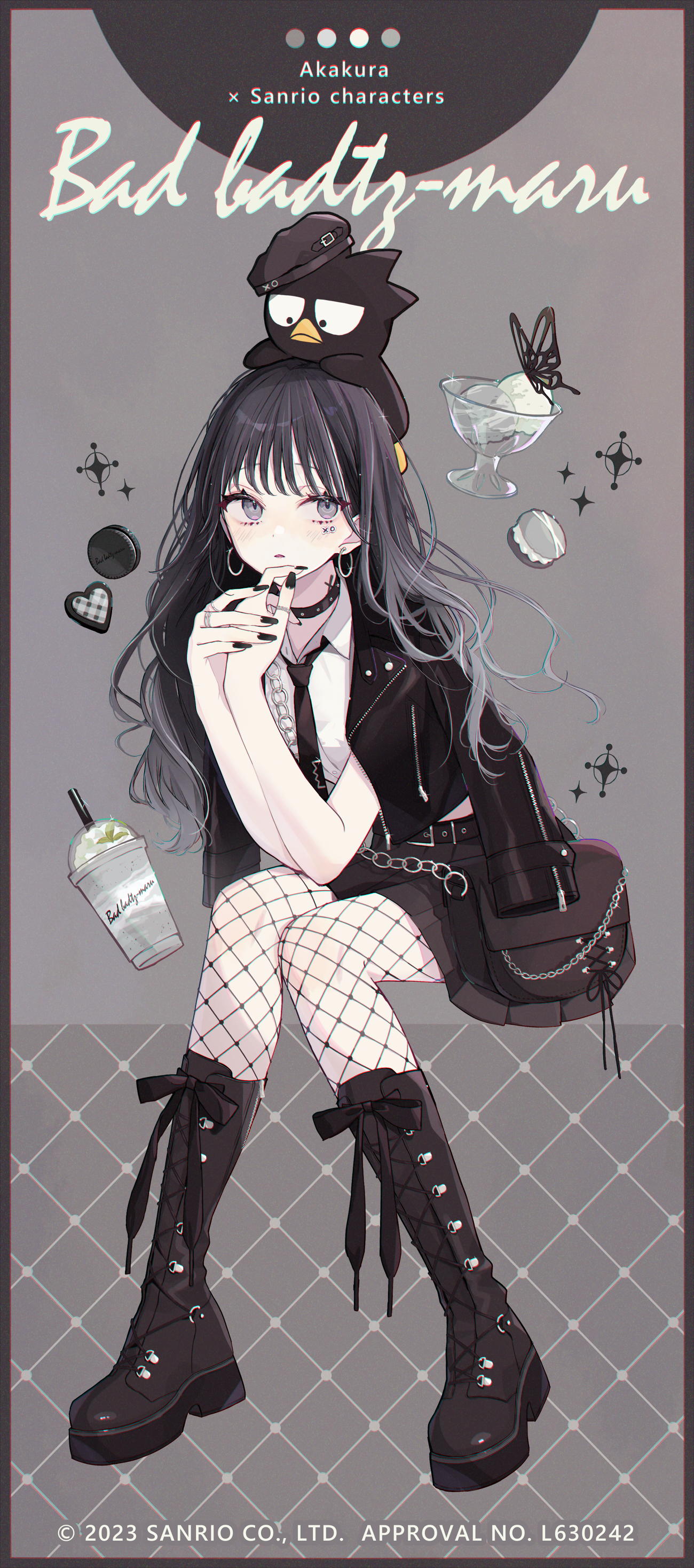 akakura, bad_badtz-maru, crossover, fishnets, pantyhose, sanrio, seifuku