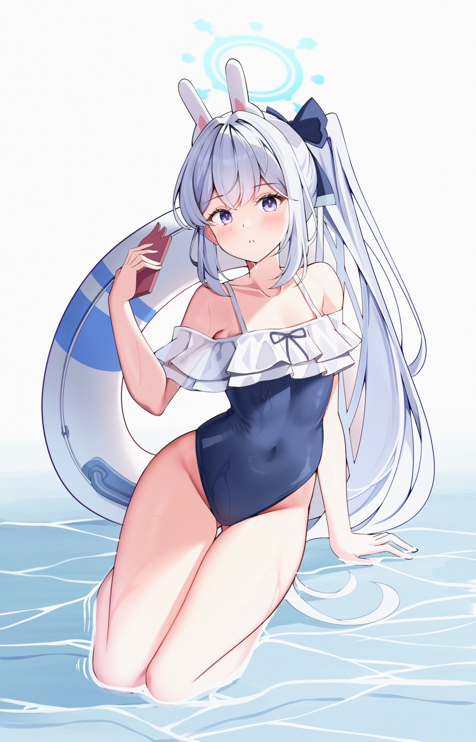 animal_ears, blue_archive, bunny_ears, halo, sob_(submar1089), swimsuits, tsukiyuki_miyako, wet