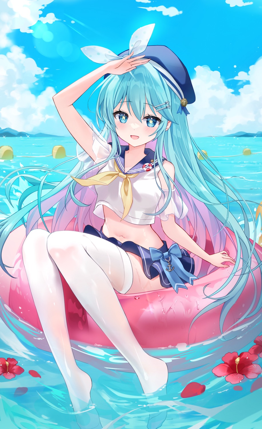 mayo_(miyusa), see_through, seifuku, skirt_lift, thighhighs, wet