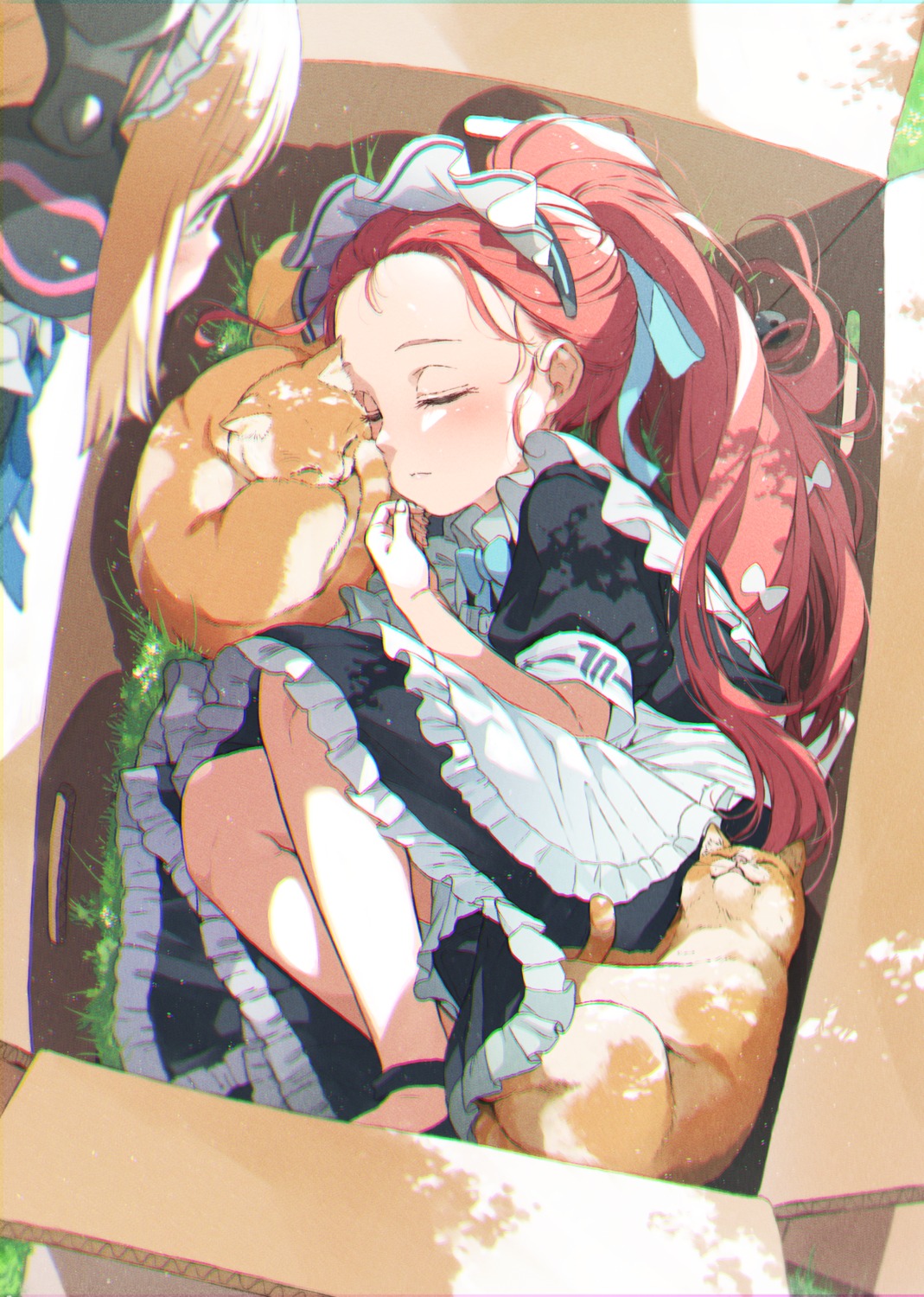 animal_ears, blue_archive, gomennasai, hanaoka_yuzu, headphones, maid, neko, nekomimi