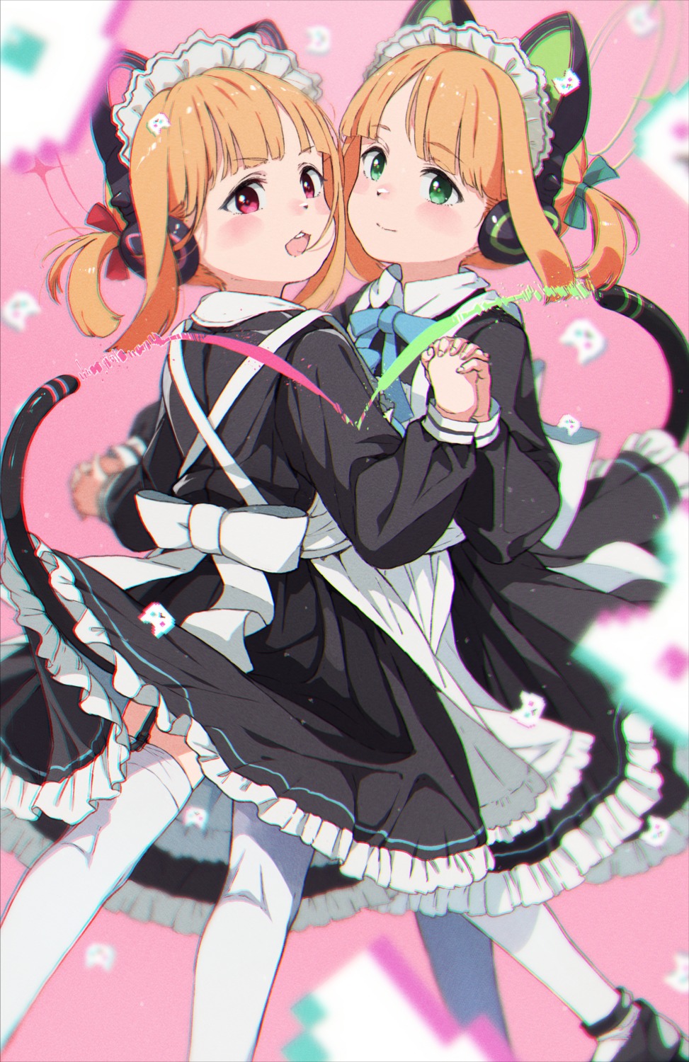 animal_ears, blue_archive, gomennasai, halo, headphones, maid, nekomimi, saiba_midori