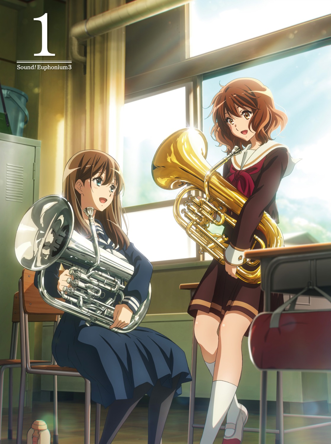 disc_cover, hibike!_euphonium, kuroe_mayu, oumae_kumiko, pantyhose, seifuku, tagme