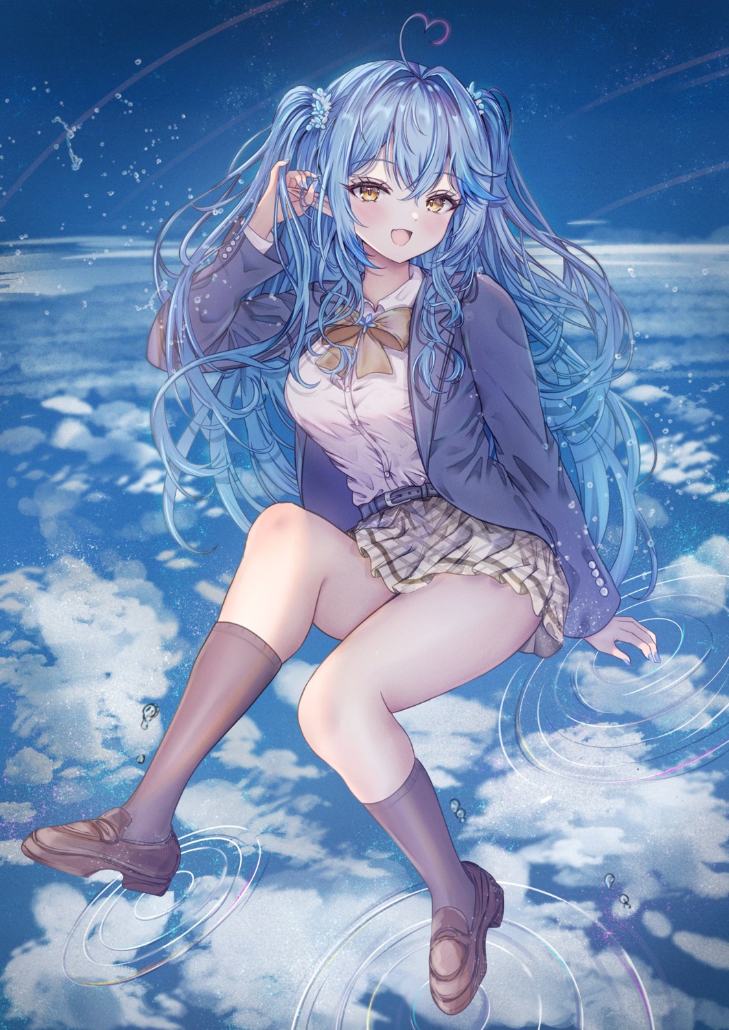 elf, hololive, mito_soosu, pointy_ears, seifuku, skirt_lift, yukihana_lamy