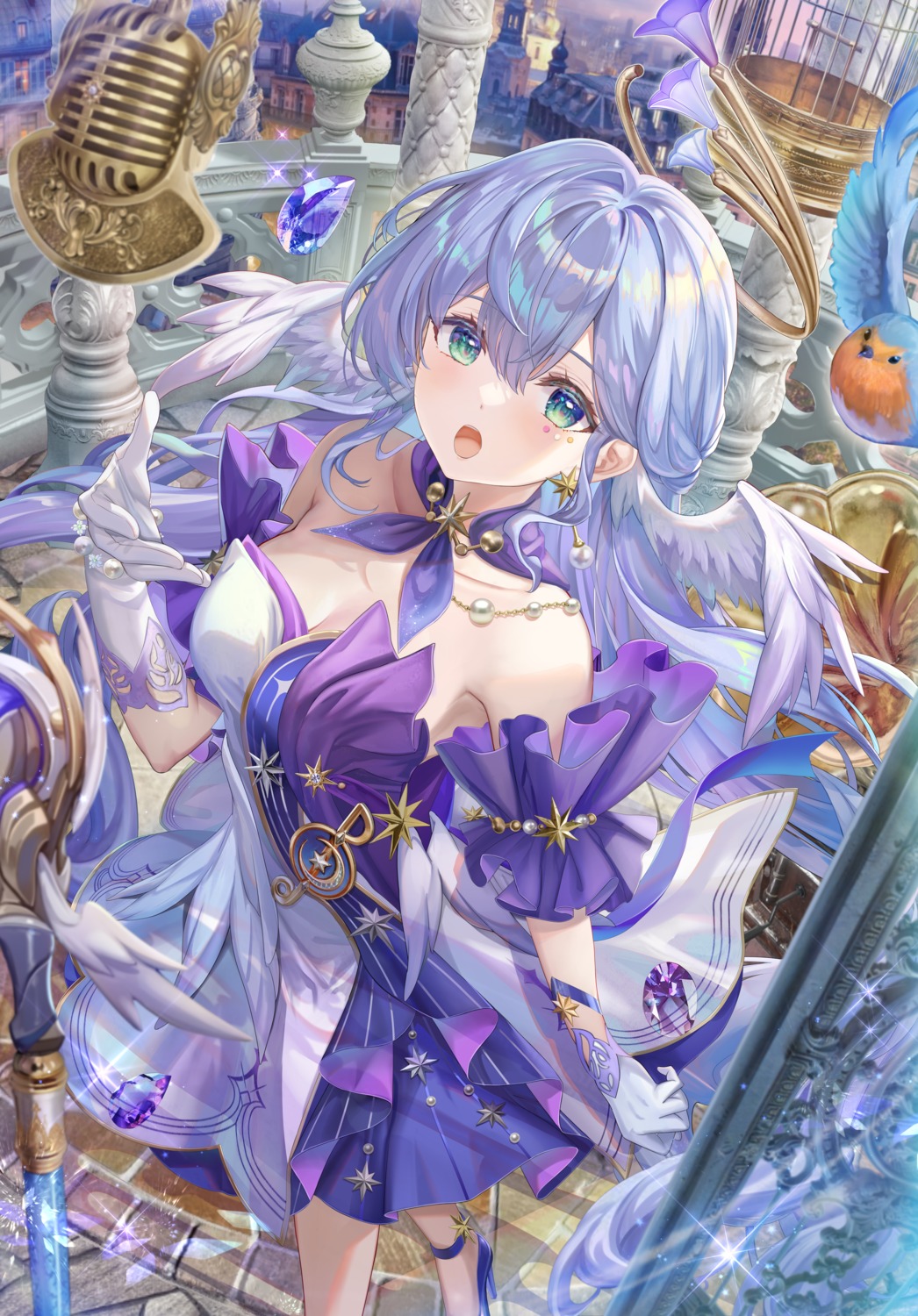 dress, halo, heels, honkai:_star_rail, no_bra, robin, torino_akua, wings