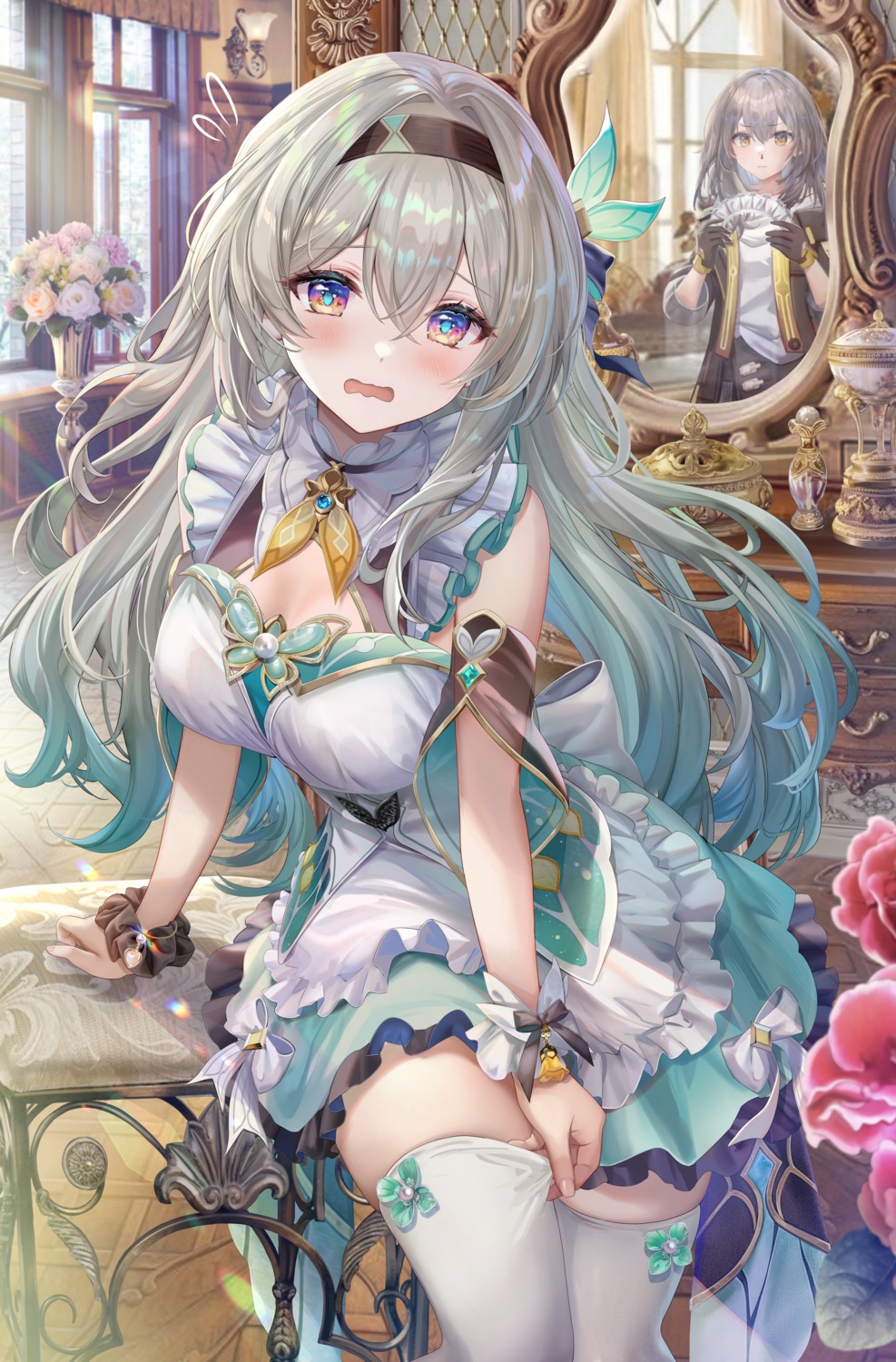 blood, firefly, honkai:_star_rail, maid, stelle, thighhighs, torino_akua