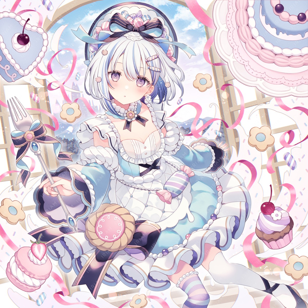 cleavage, garter, iriam, lolita_fashion, miria_(iriam), thighhighs, wasabi_(sekai)