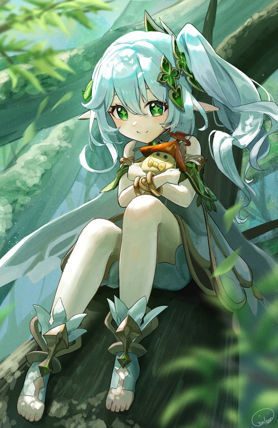 dress, genshin_impact, ginlear, nahida, pointy_ears, skirt_lift