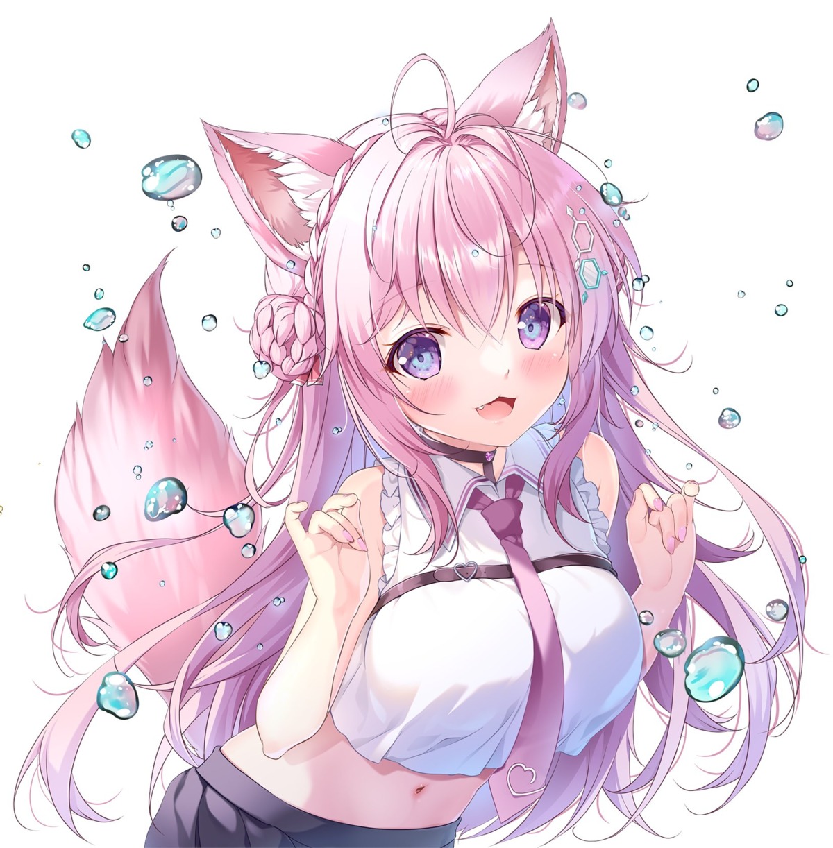 animal_ears, hakui_koyori, hololive, mikeou, tail