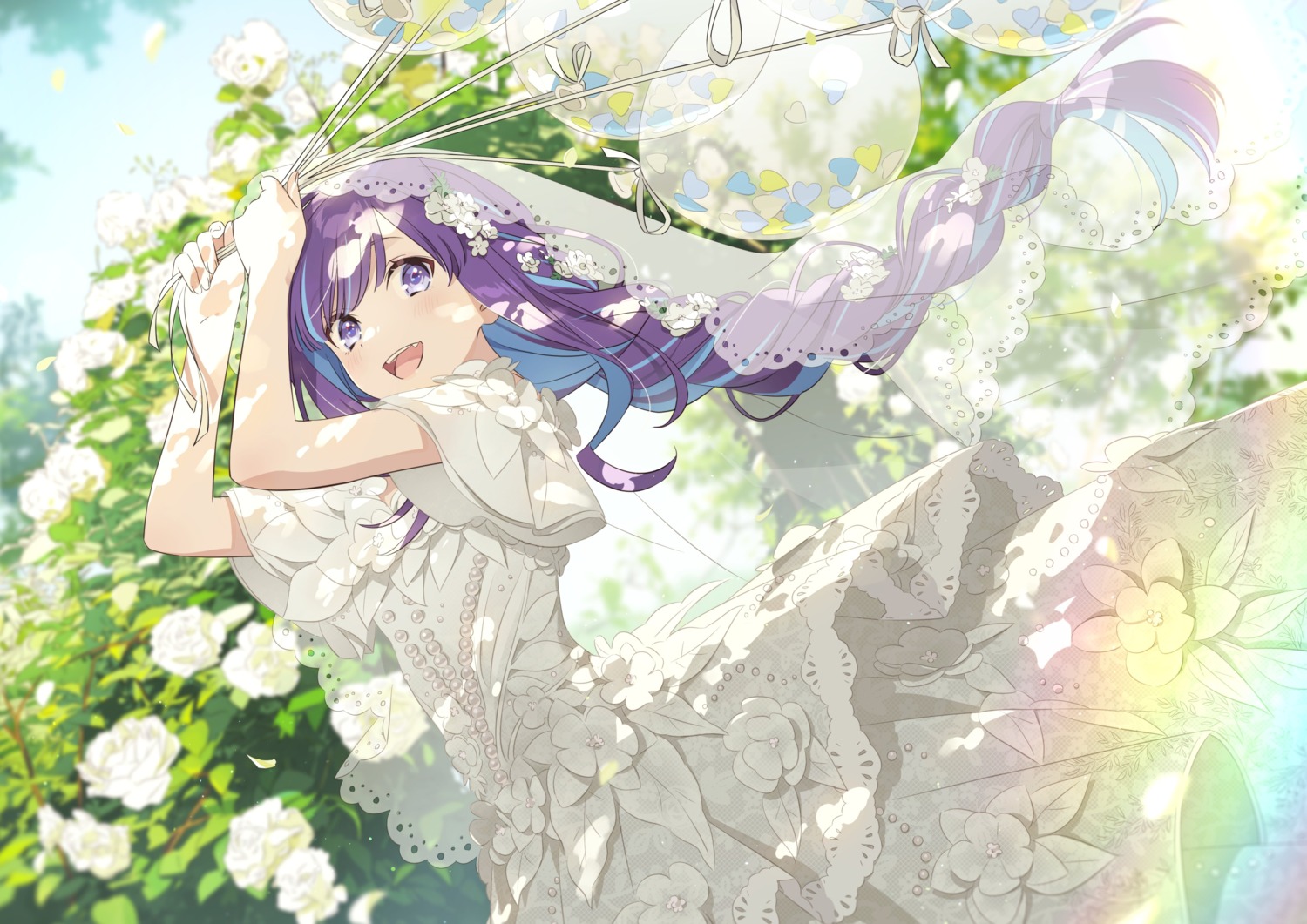 dress, hanayori_joshiryou, hechima, kohigashi_hitona, skirt_lift, wedding_dress