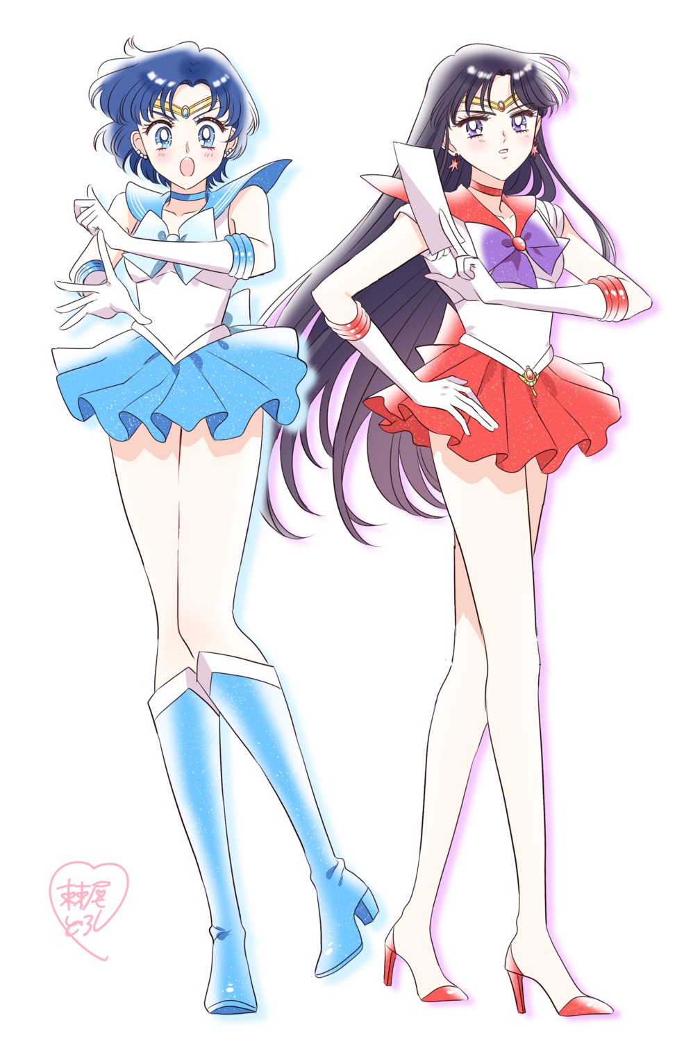 bishoujo_senshi_sailor_moon, heels, hino_rei, loveodoro, mizuno_ami, seifuku