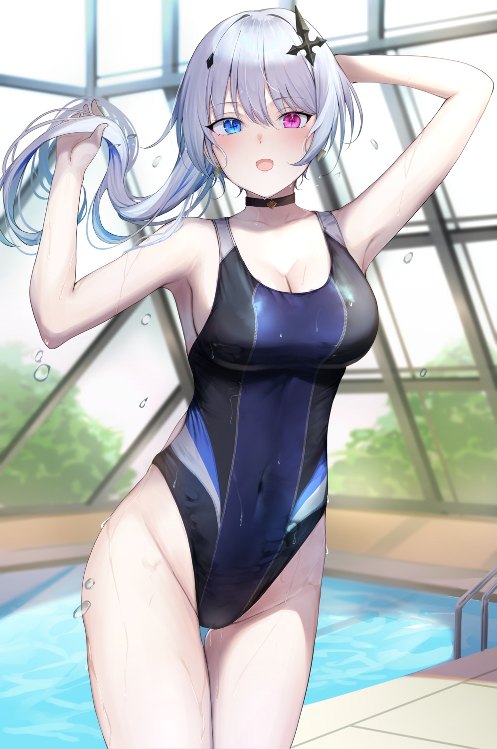 heterochromia, kairi_(miry666), swimsuits, wet