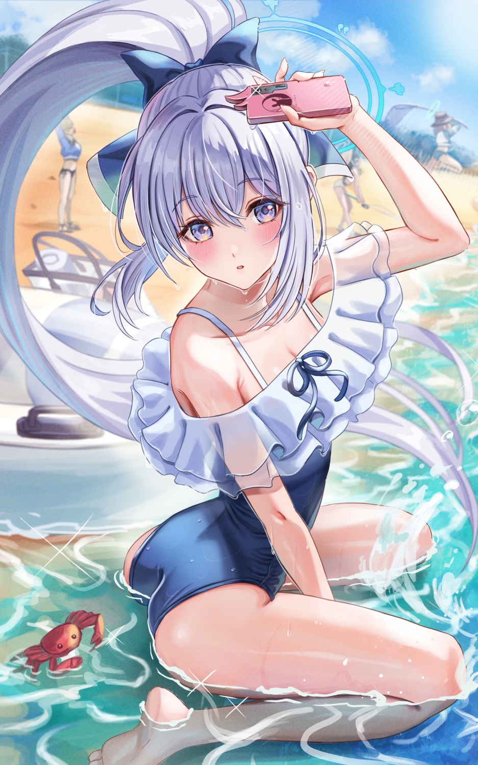 artist_revision, ass, blue_archive, halo, kasumizawa_miyu, kazekura_moe, madopen, see_through, sorai_saki, swimsuits, tsukiyuki_miyako, wet