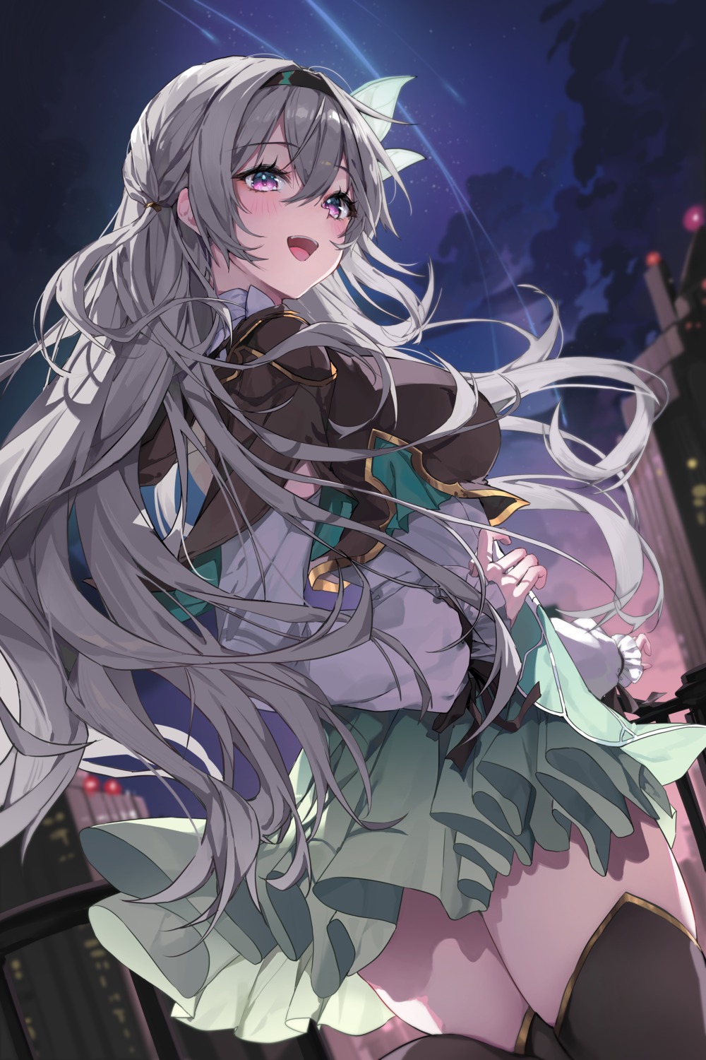 firefly, honkai:_star_rail, kuro_(rudyan0128), skirt_lift, thighhighs