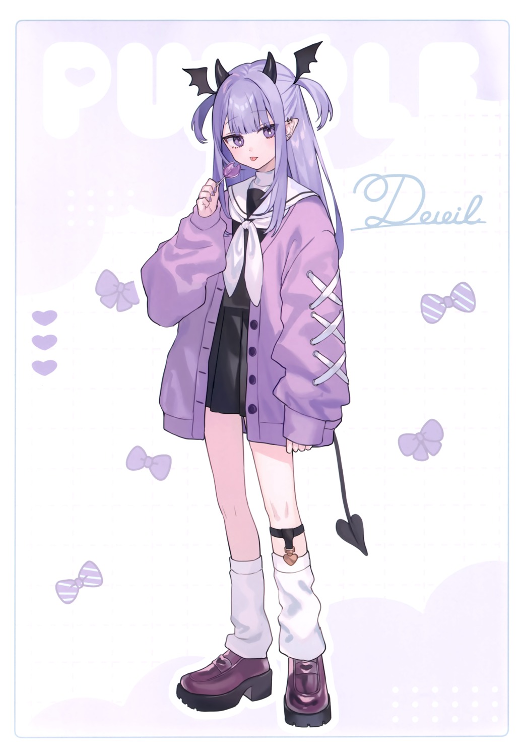 devil, heels, horns, kinako_mocchi, pointy_ears, seifuku, shugao, sweater