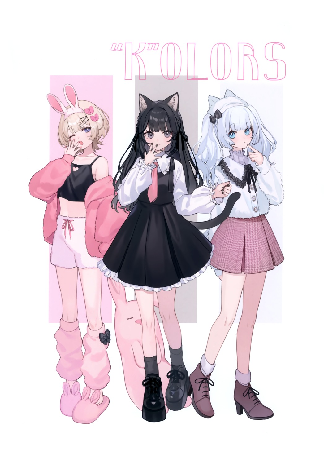 animal_ears, bunny_ears, heels, kinako_mocchi, nekomimi, pajama, seifuku, shugao