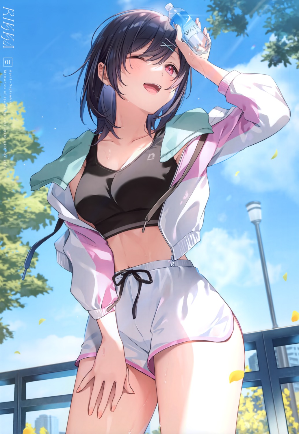 akira_(naka_mura), bra, naka_mura, open_shirt, rikka_(naka_mura), wet