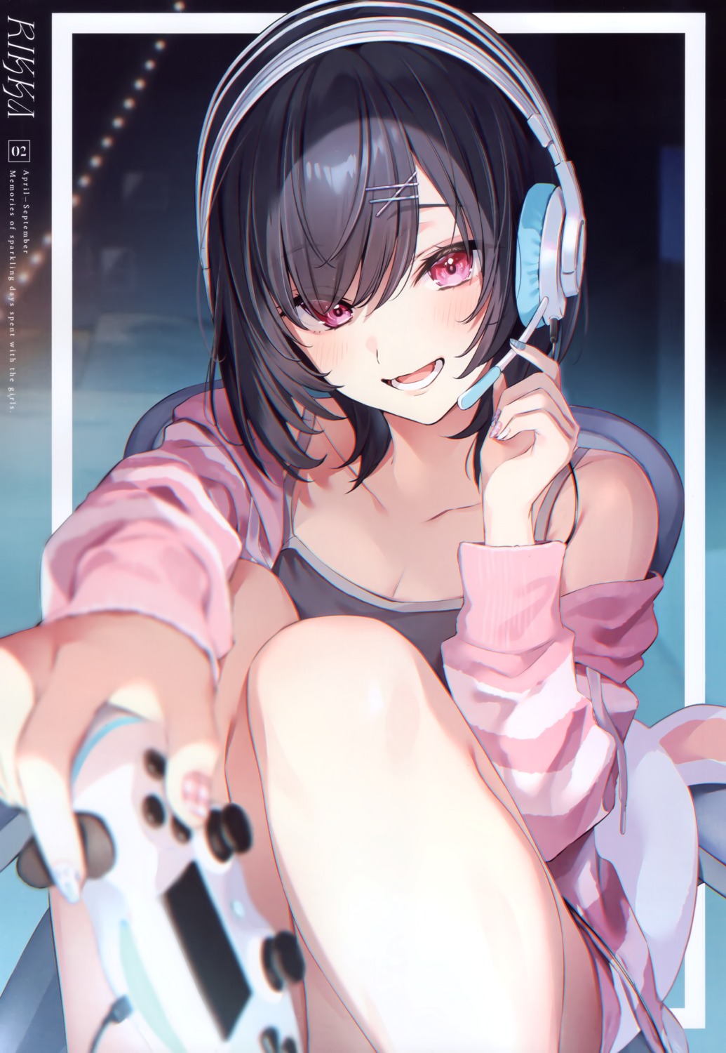 akira_(naka_mura), headphones, naka_mura, pajama, rikka_(naka_mura)