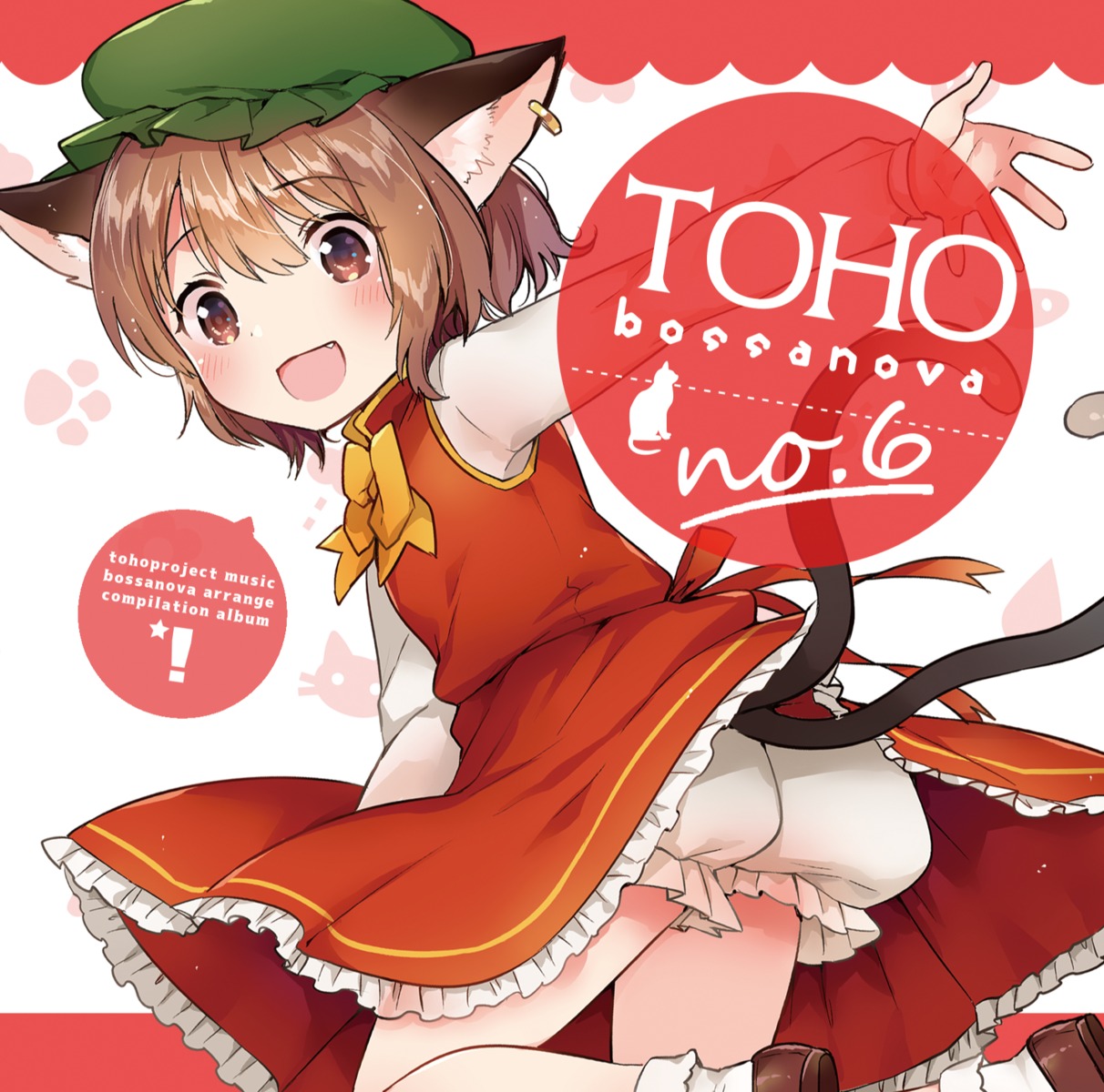 animal_ears, bloomers, chen, disc_cover, ichihaya, nekomimi, skirt_lift, tail