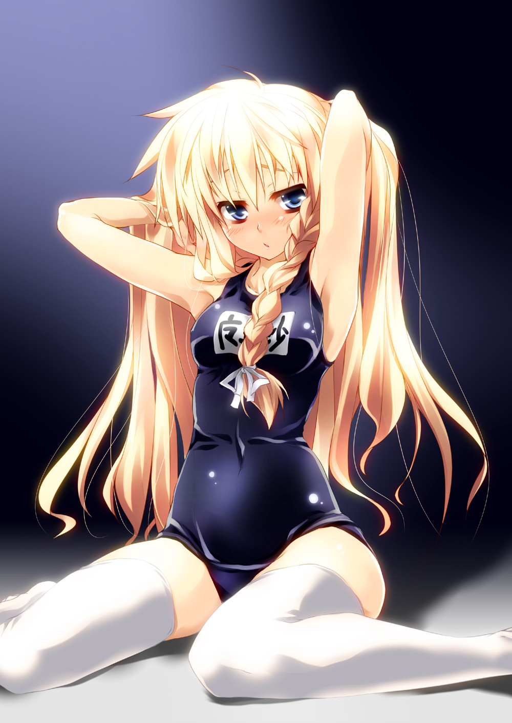 kirisame_marisa, matsuno_canel, school_swimsuit, swimsuits, thighhighs, touhou