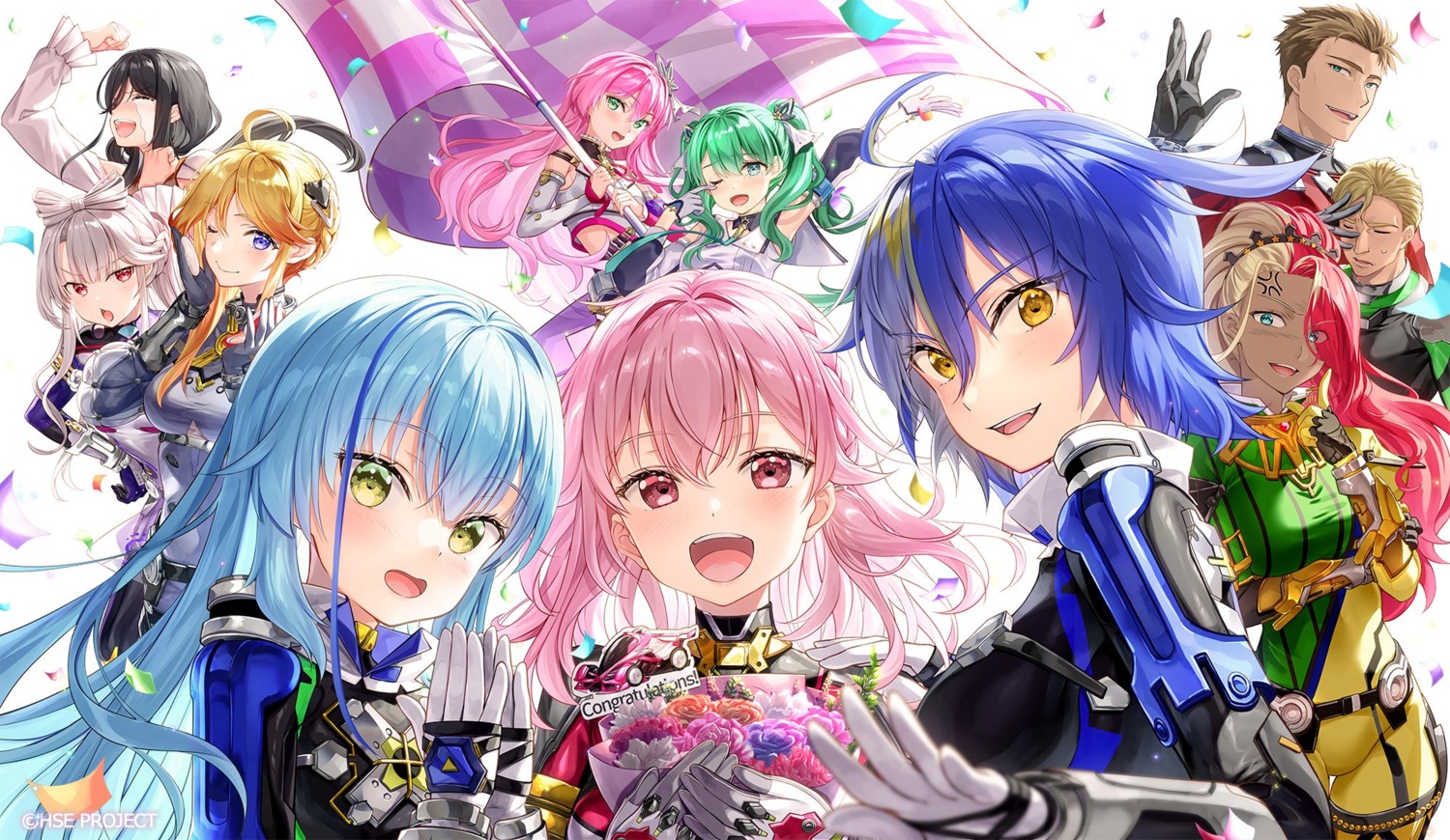 alice_summerwood, asakawa_kanata, bodysuit, fujima_takuya, garter, highspeed_etoile, hyuuga_hikari, komachi_towa