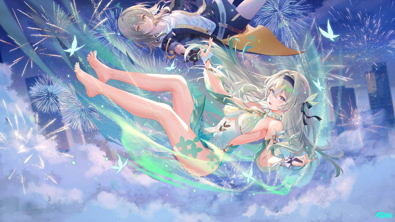atdan, feet, firefly, garter, honkai:_star_rail, no_bra, skirt_lift, stelle