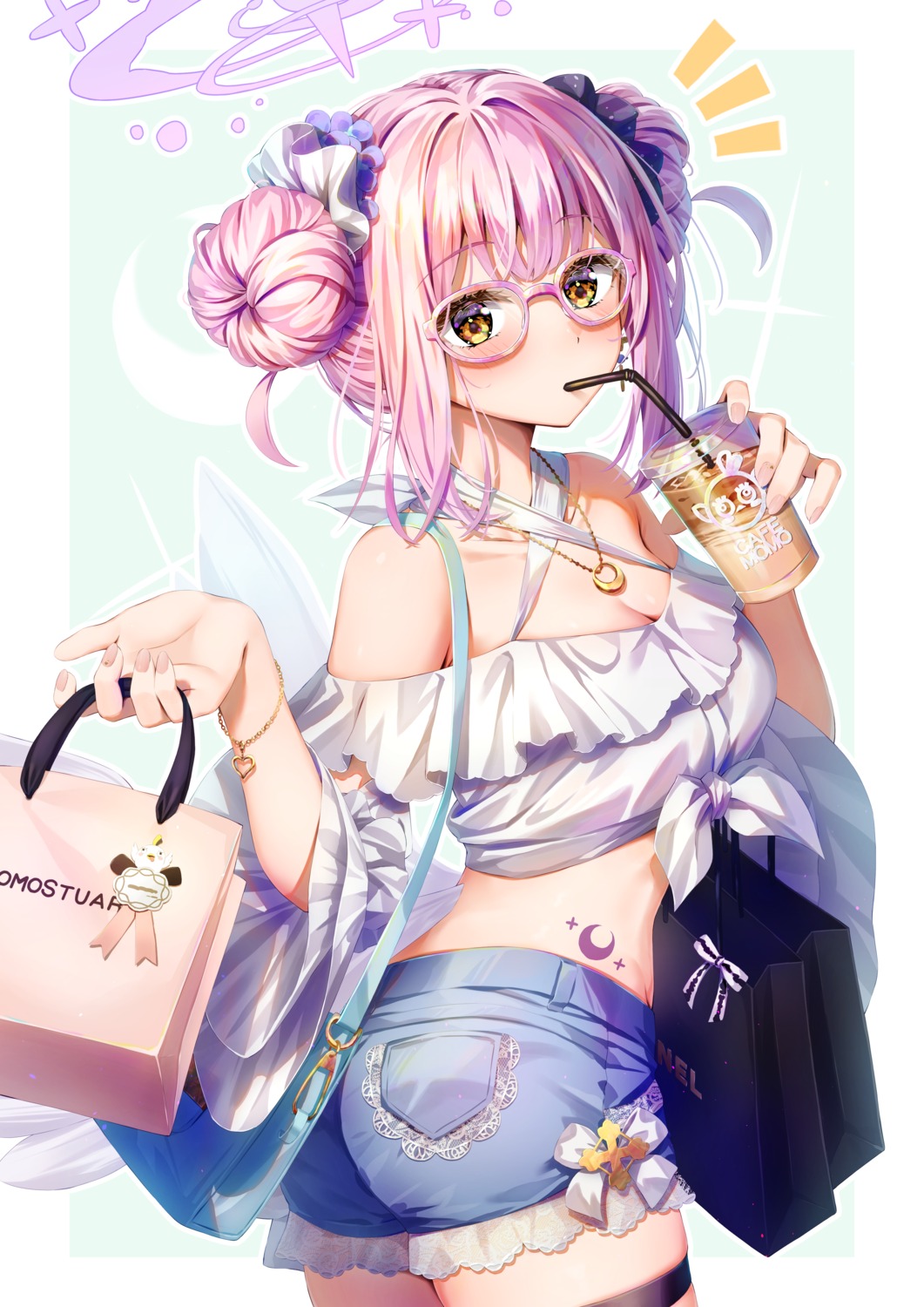 angel, ass, blue_archive, garter, kuria_(clear_trip_second), megane, misono_mika, see_through