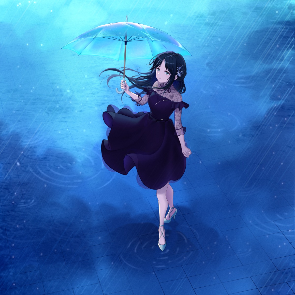 dress, heels, mitsumine_yuika, no_bra, see_through, skirt_lift, tagme, the_idolm@ster