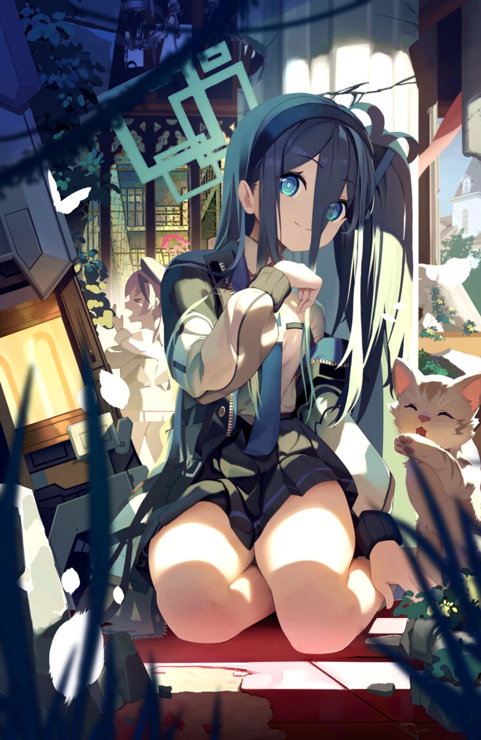 artist_revision, blue_archive, dalian_(1457091741), halo, neko, seifuku, shimoe_koharu, tendou_aris