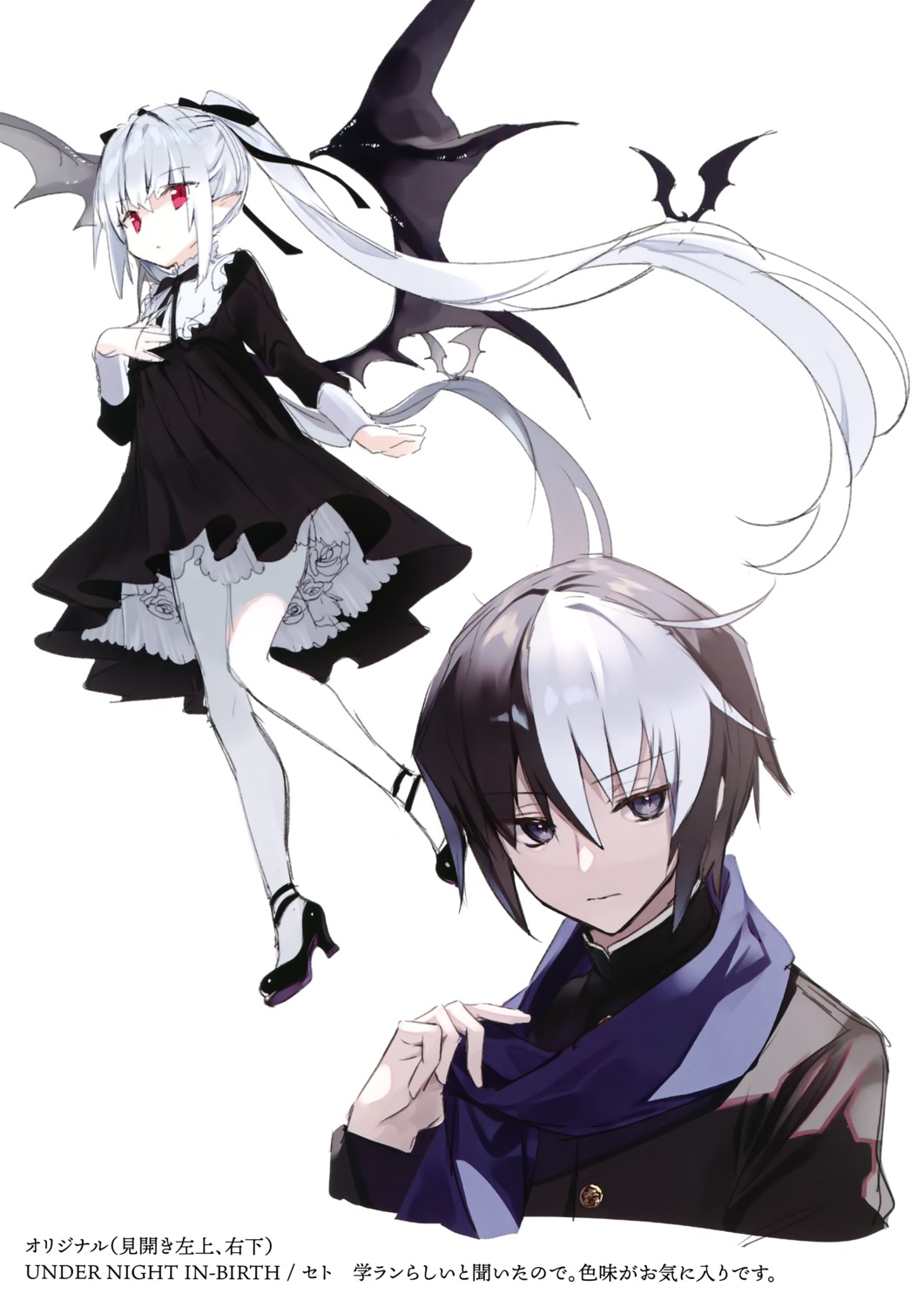 dress, gothic_lolita, heels, lolita_fashion, pantyhose, pointy_ears, polaris_cider, sketch