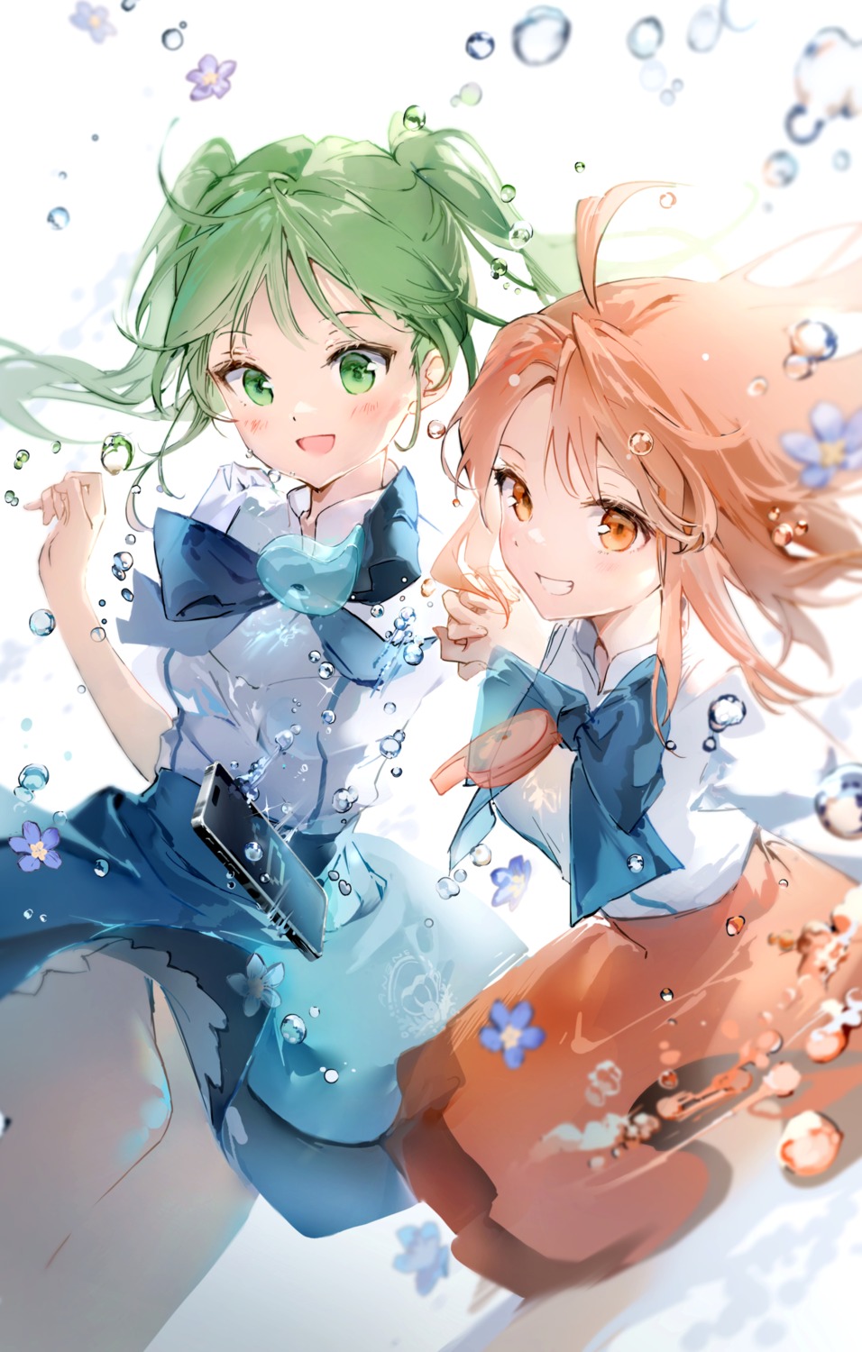 anmi, fate/grand_order, hibino_hibiki, katsuragi_chikagi, mahou_tsukai_no_hako, skirt_lift, uniform, wet