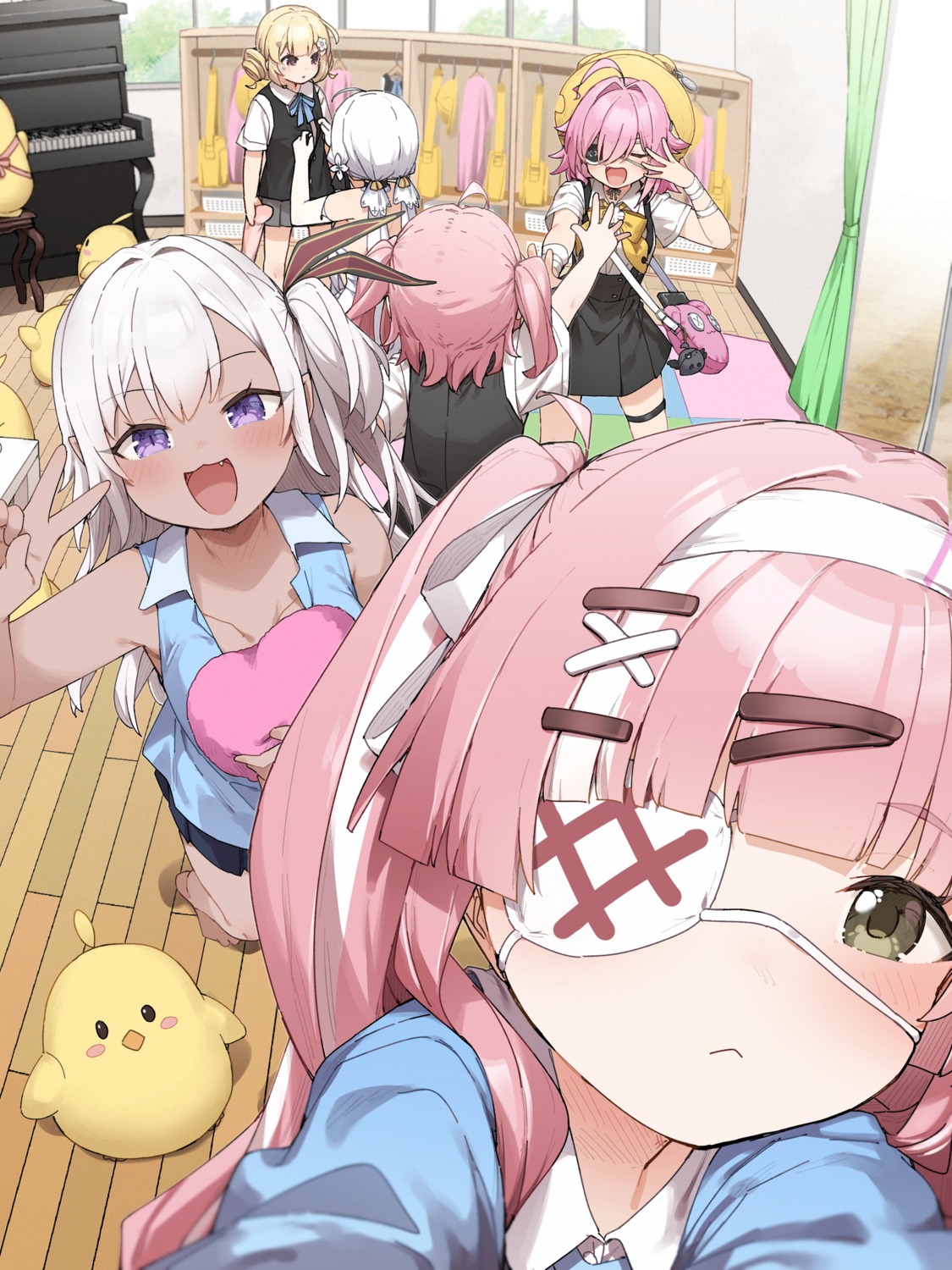 azur_lane, bandages, eldridge_(azur_lane), eyepatch, garter, illustrious_(azur_lane), kusaka_shi, manjuu_(azur_lane)