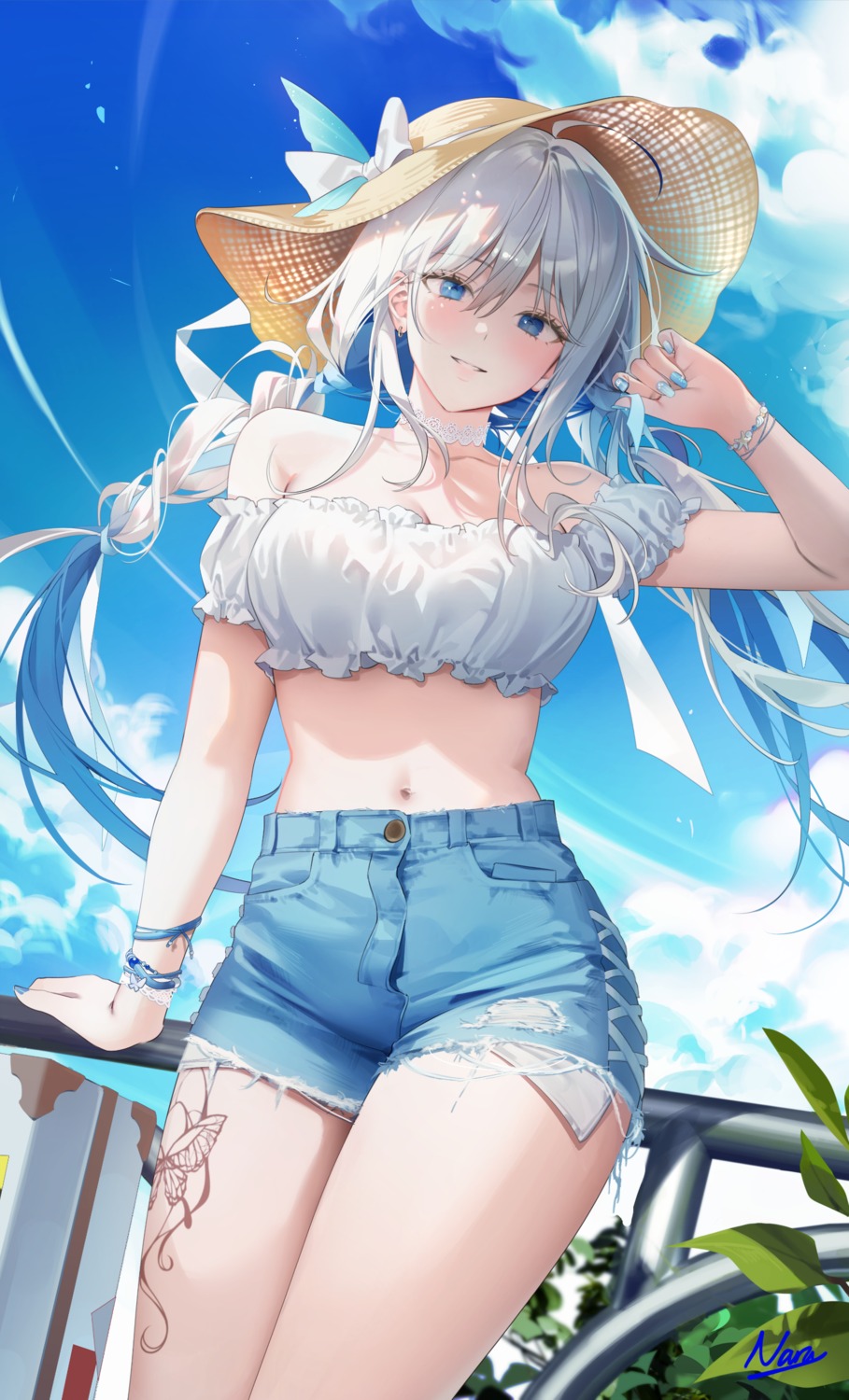 naru_0, no_bra, tattoo, torn_clothes