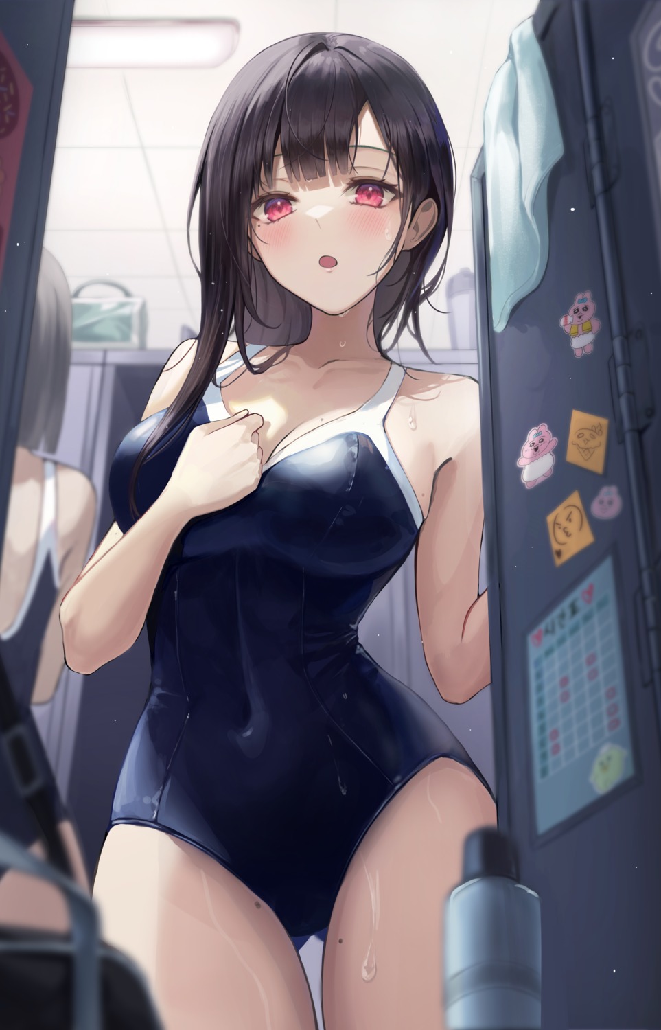 gongha, school_swimsuit, swimsuits, wet