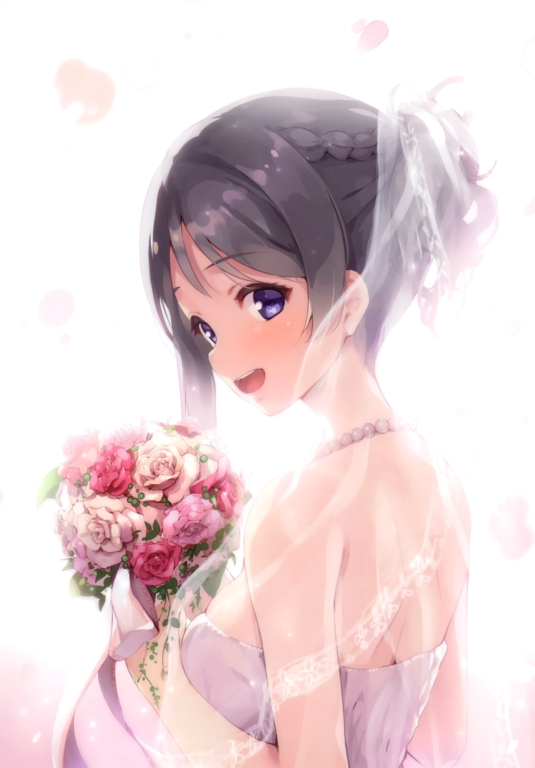 dress, love_live!_(series), love_live!_sunshine!!, no_bra, senji, tegone_spike, watanabe_you, wedding_dress