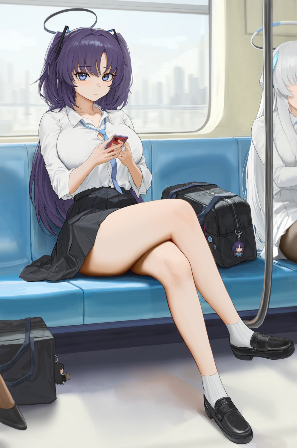blue_archive, halo, hayase_yuuka, heine_(haloo1101), pantyhose, seifuku, ushio_noa