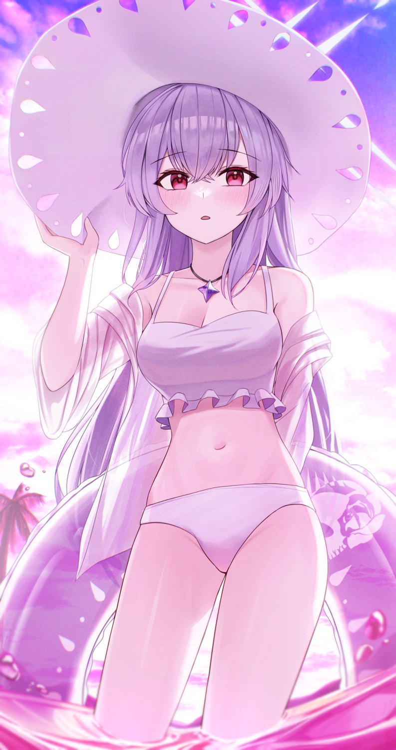 arch_a, bikini, blue_archive, hakari_atsuko, halo, open_shirt, see_through, swimsuits