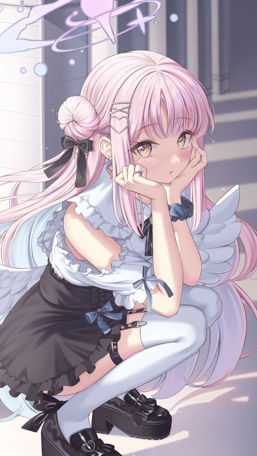 angel, blue_archive, color_pro, garter, gothic_lolita, heels, lolita_fashion, misono_mika, stockings, thighhighs, wings