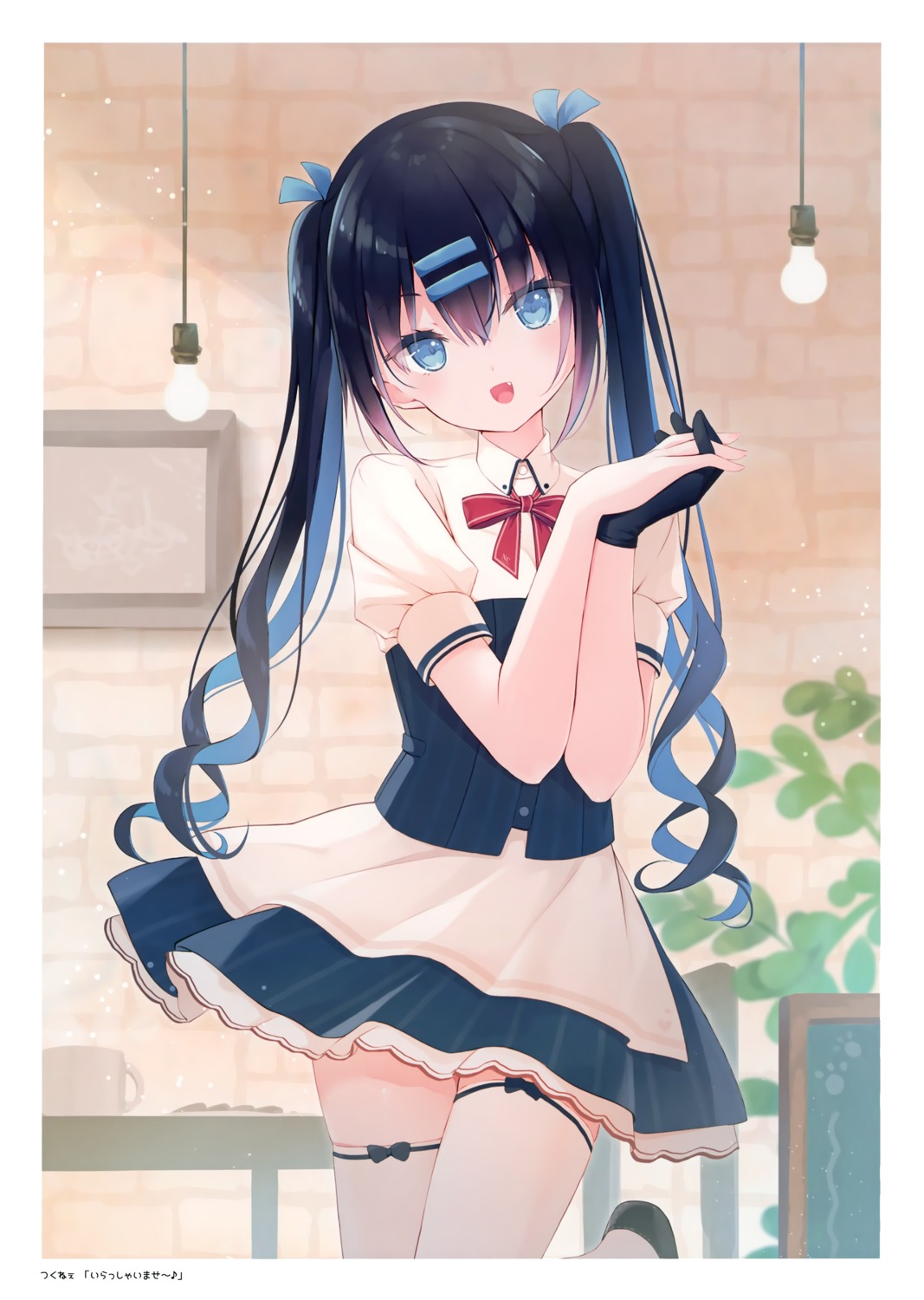 humuyun, nekone_cotton, thighhighs, tsukune_(humuyun), waitress