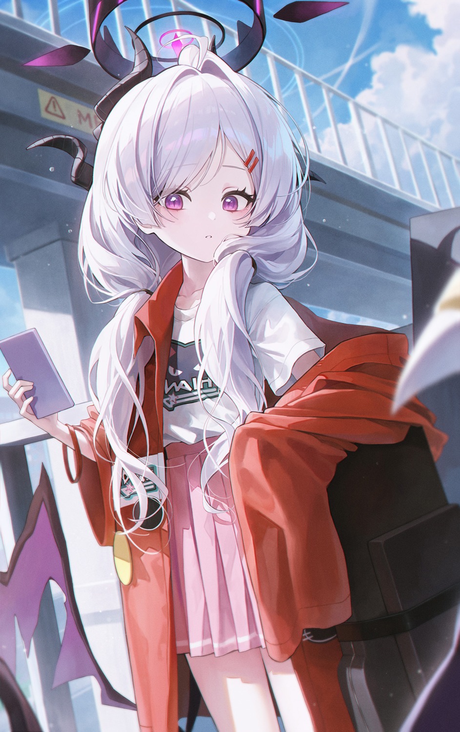 blue_archive, cosplay, devil, halo, horns, ibaragi_yoshimi, meoyo, seifuku