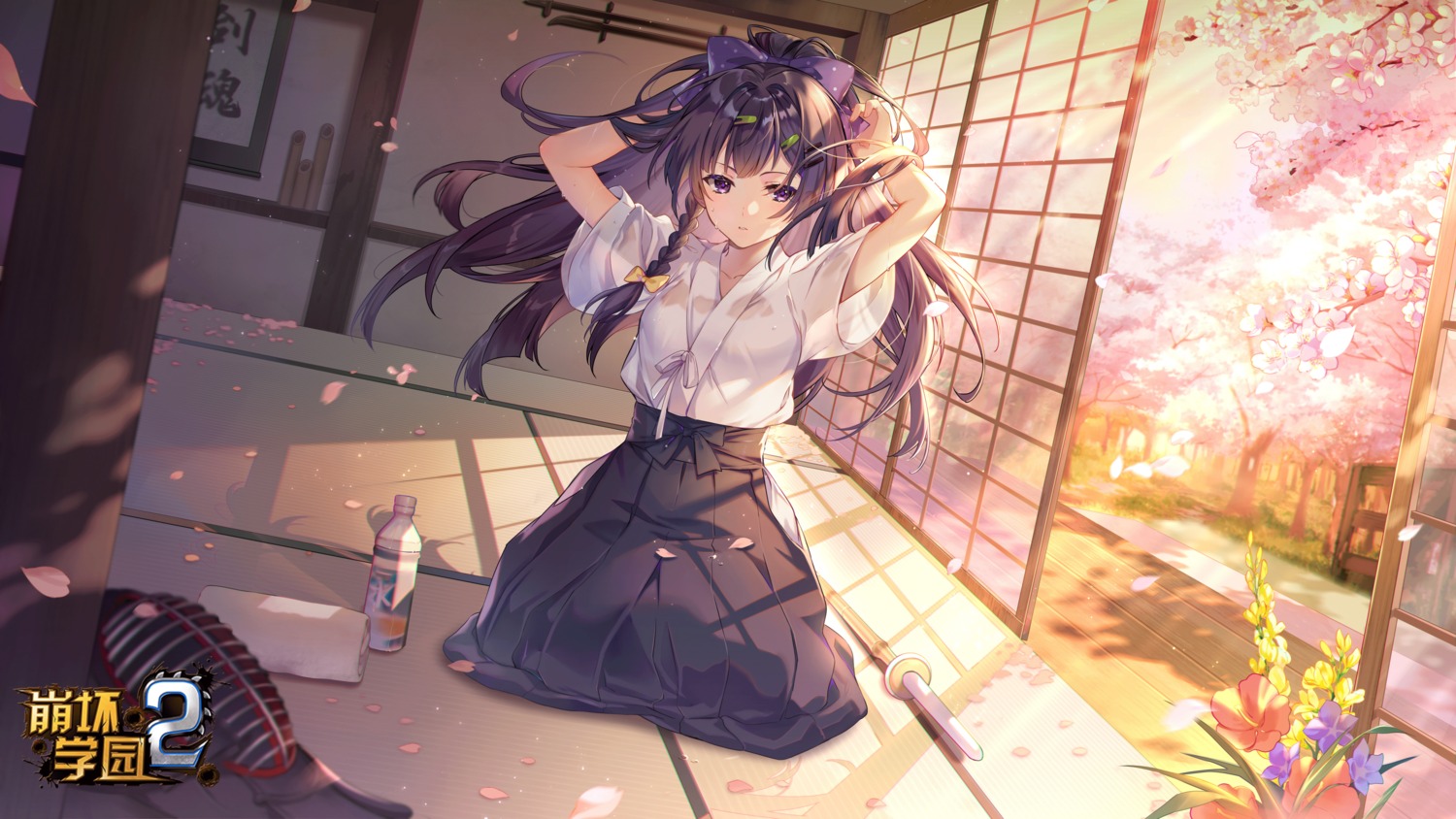benghuai_xueyuan, ekita_xuan, honkai_impact, japanese_clothes, raiden_mei, see_through, sword, wet_clothes
