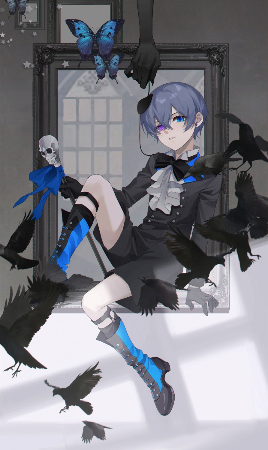 aru_(pixiv_6926366), ciel_phantomhive, eyepatch, heterochromia, kuroshitsuji, male