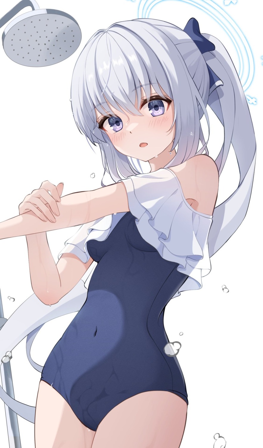blue_archive, halo, shijima_(shijima_tc), swimsuits, tsukiyuki_miyako, wet