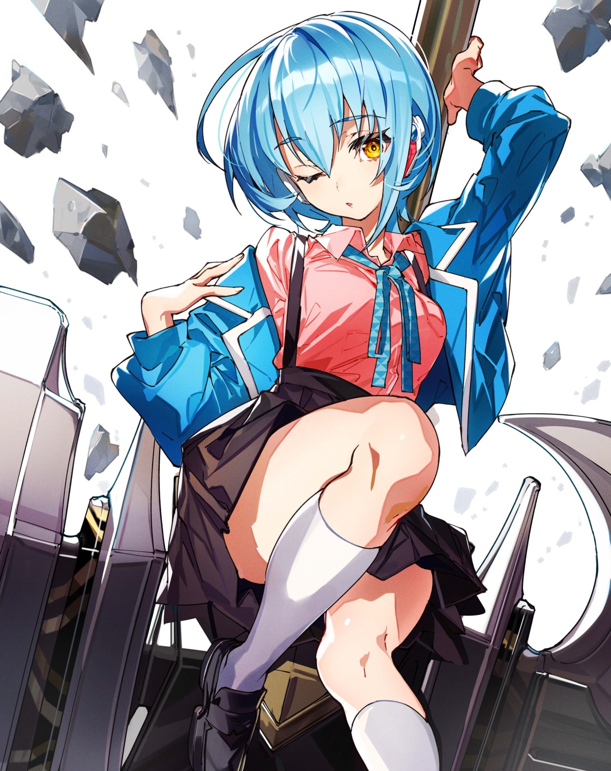 mika_pikazo, proto_(homuseka), seifuku, skirt_lift, waga_homura_ni_hirefuse_sekai, weapon