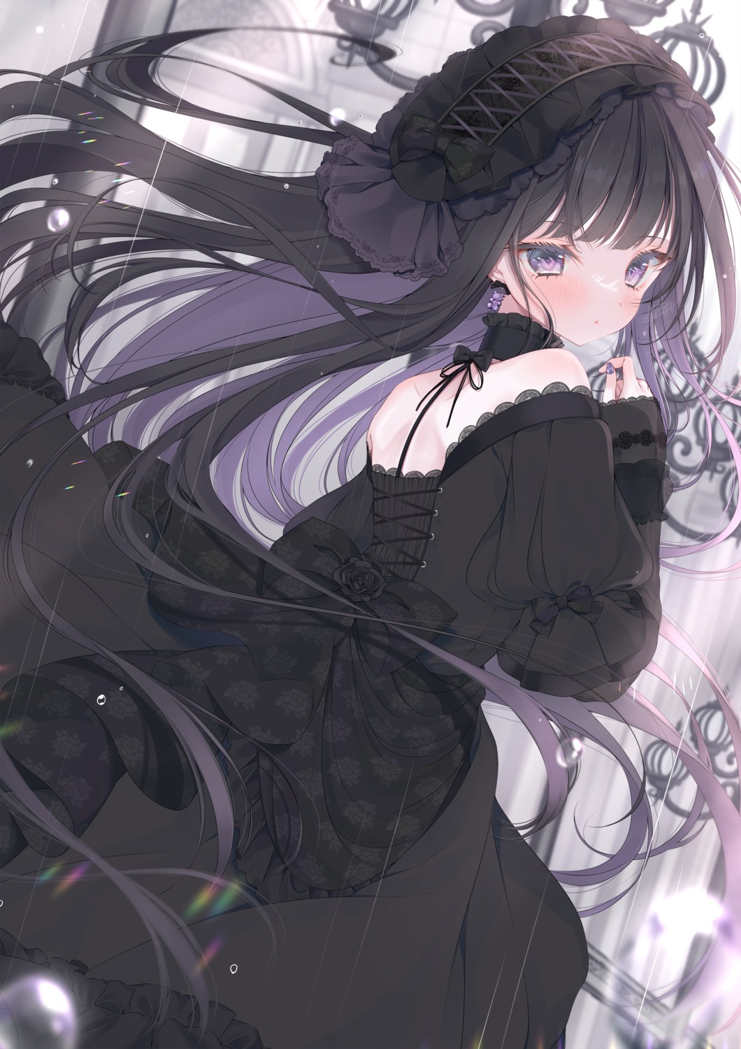 dress, gothic_lolita, lolita_fashion, no_bra, tokitou_setsuna