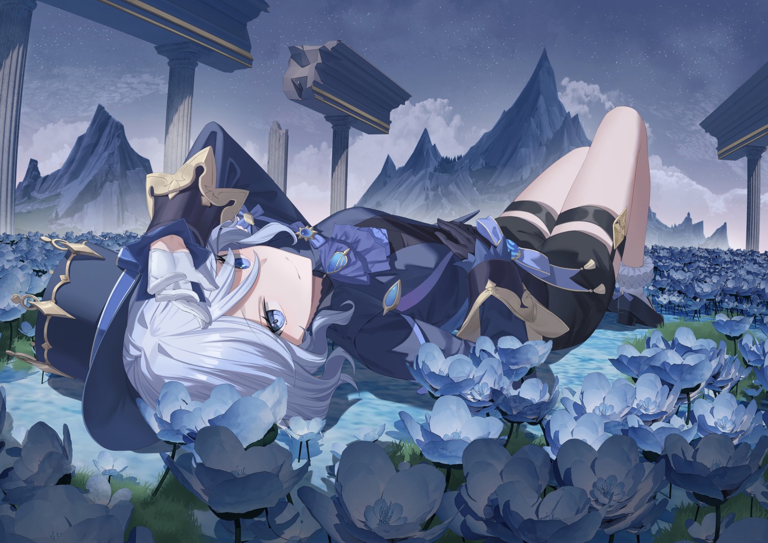 angel_no_shousou, furina, garter, genshin_impact, heterochromia