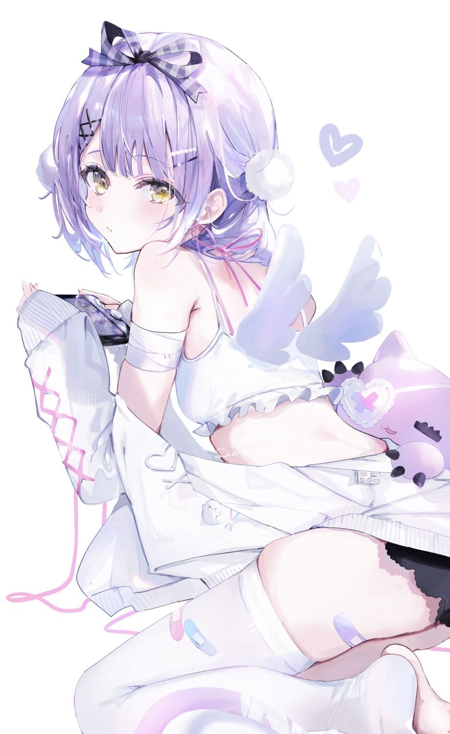 bandaid, shia_job, shinomiya_runa, thighhighs, vspo!, wings