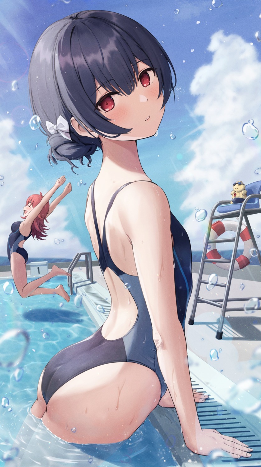 ass, komiya_kaho, masuku_(saint_mask), morino_rinze, swimsuits, the_idolm@ster, the_idolm@ster_shiny_colors, wet