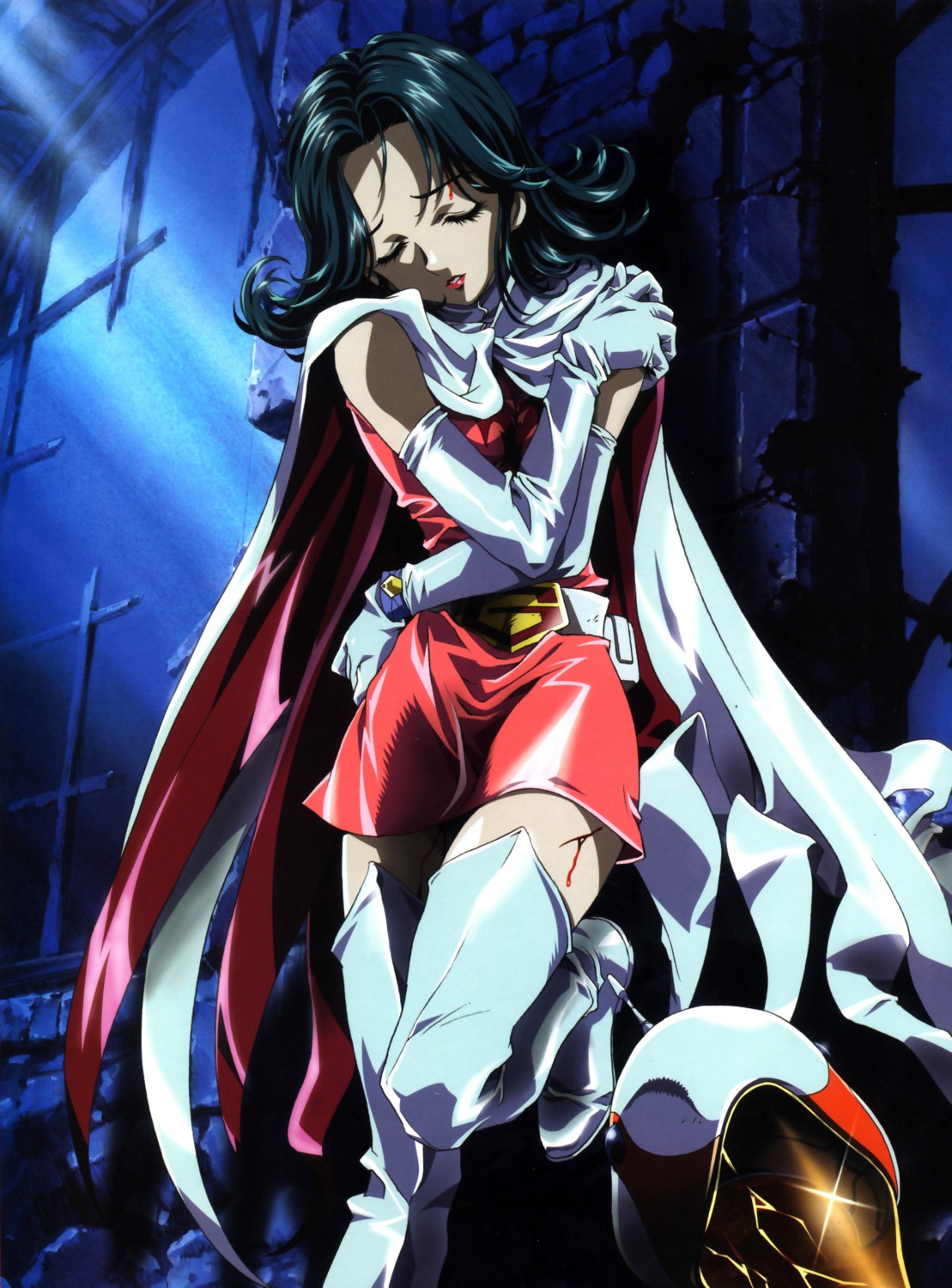 blood, dress, gatchaman, jun_(gatchaman), kawarajima_koh, thighhighs