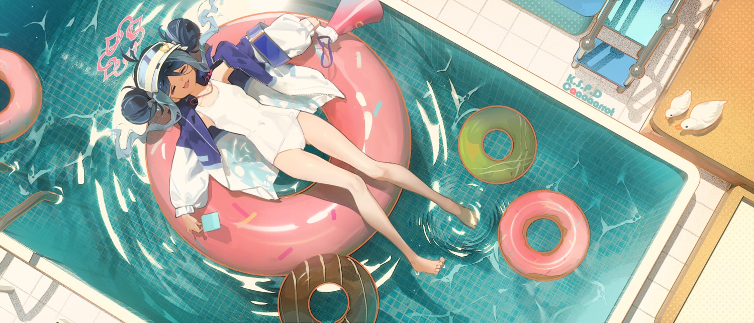 blue_archive, caaaaarrot, halo, nemugaki_fubuki, school_swimsuit, swimsuits, wet